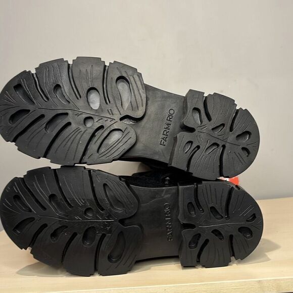 Farm Rio Women's Knee High Vegan Suede Round Toe Tall Lug Boots Black Size 8 NWT - Picture 12 of 12